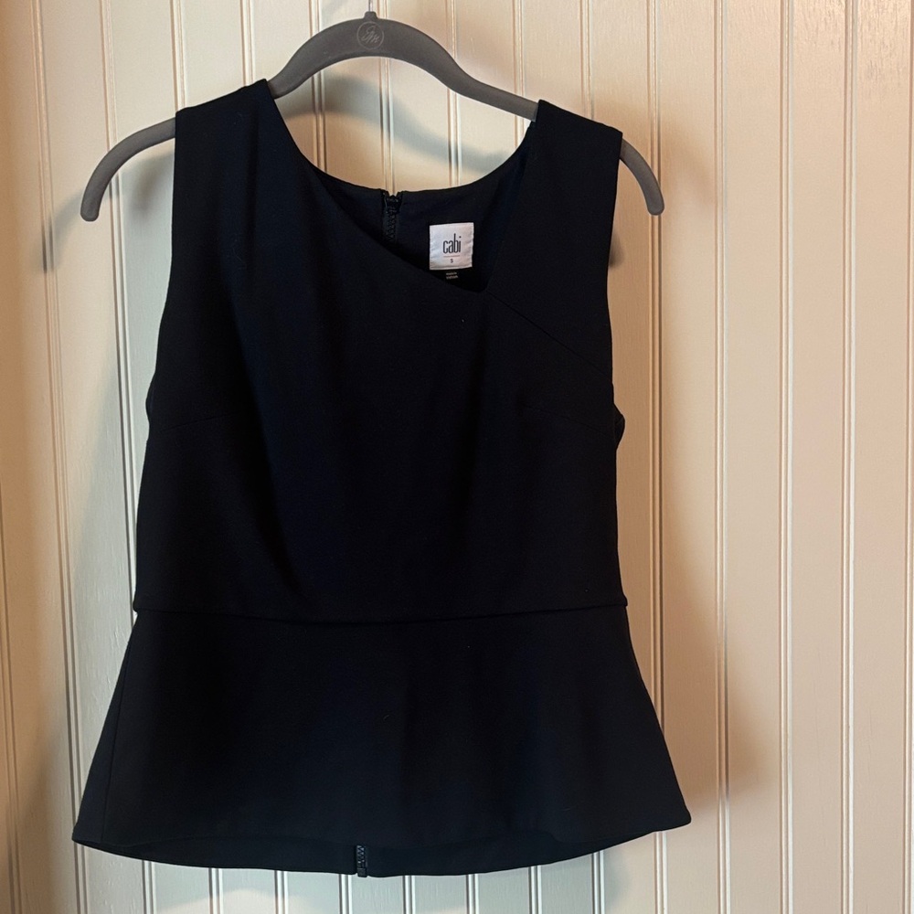 CAbi Elegant Black Peplum Blouse